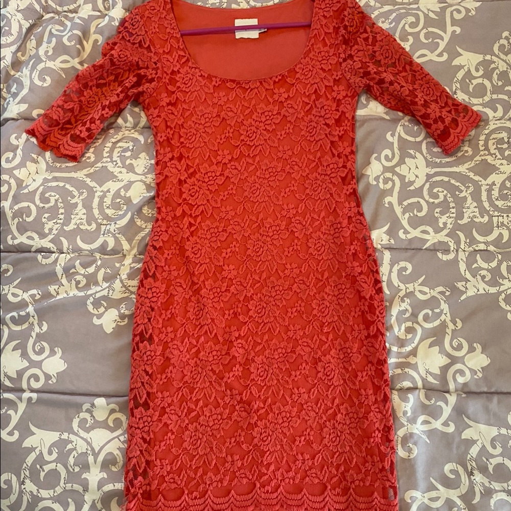 Coral Lace Dress
